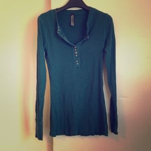 Free People Teal Thermal Henley